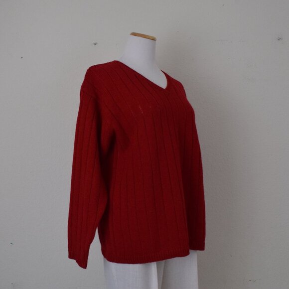 Vintage 00s Red Wool boxy Sweater | size M - Picture 5 of 10